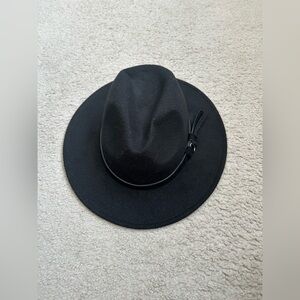 Classic Felt Fedora Wide Brim Hat with Belt Buckle